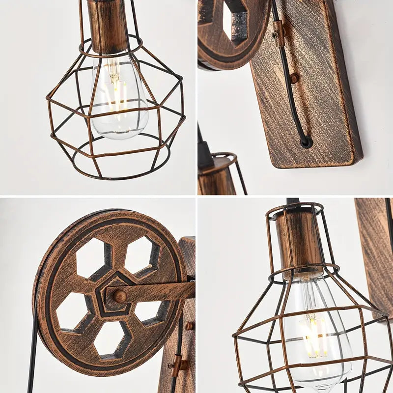 Vintage Industrial Wall Sconce - Rustic Farmhouse Bedside Lamp (Bronze)