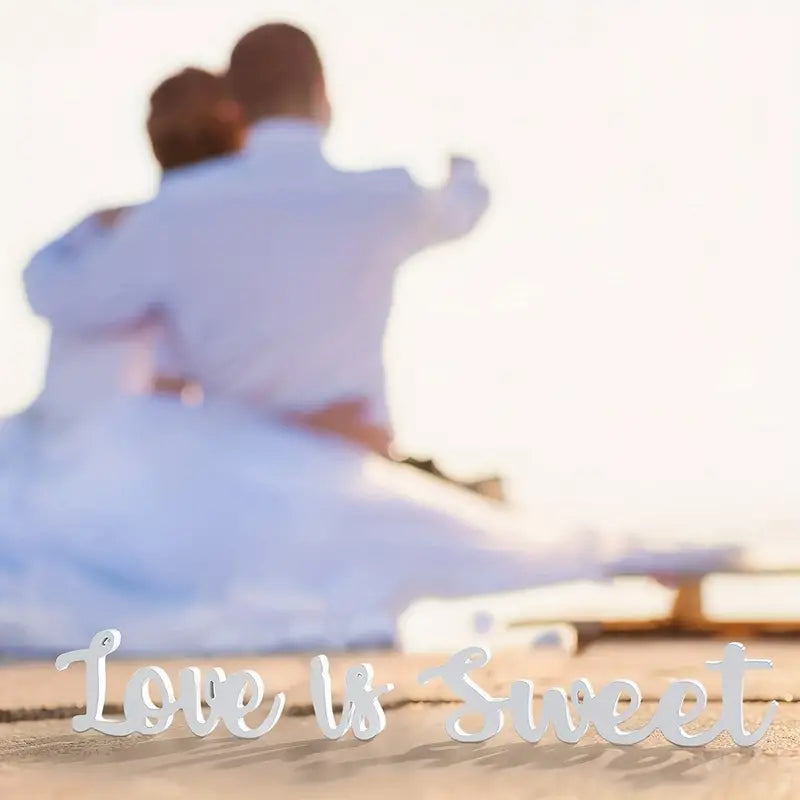 Love Is Sweet" Wooden Banner Decoration Sign - White