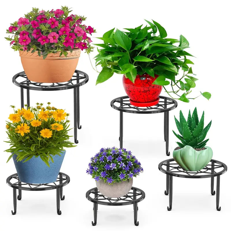 5-Pack Metal Plant Stands for Indoor and Outdoor Use