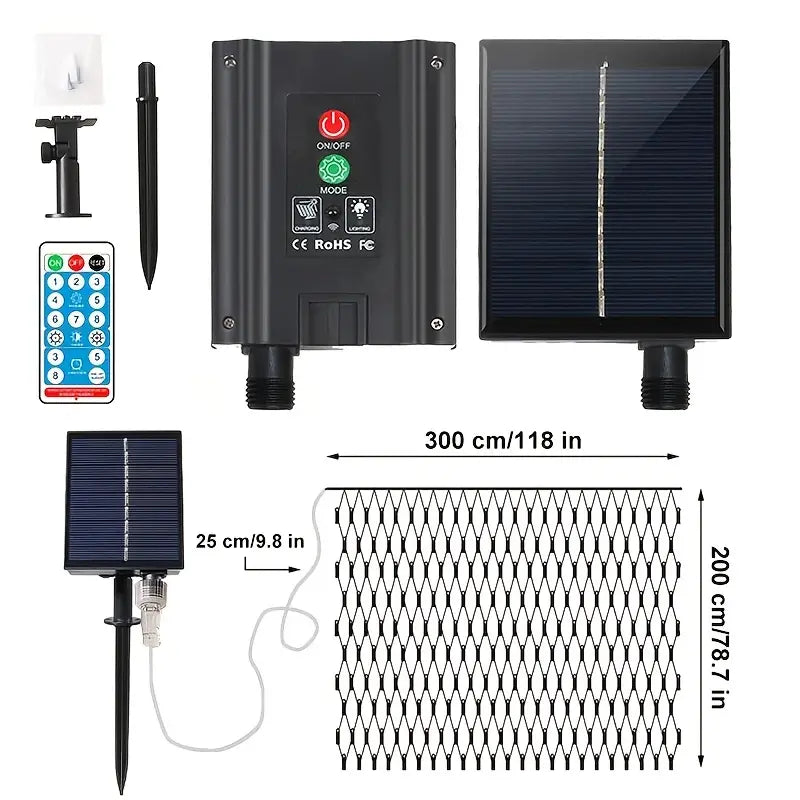 Radiant Nightfall: 192 LED Solar Lights on Transparent Wire