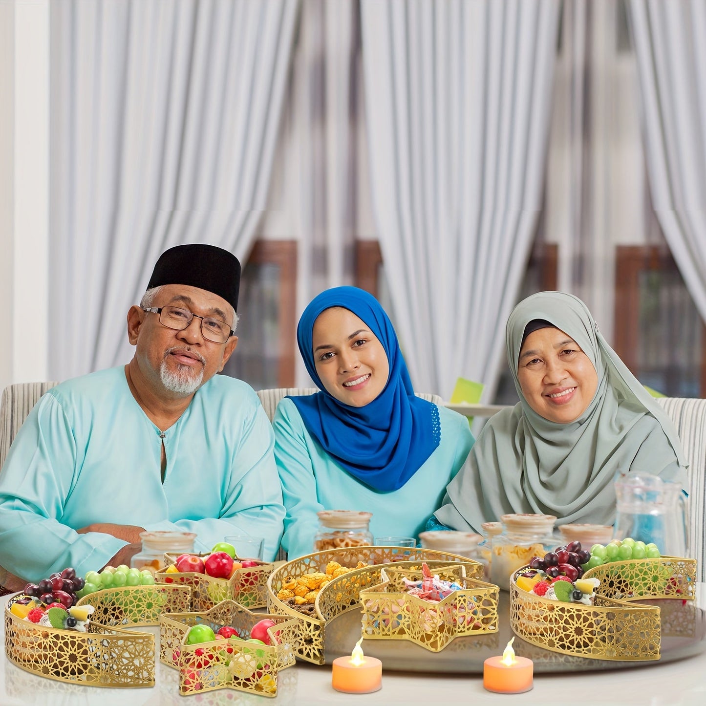 2pcs Ramadan Iron Serving Trays Set for Desserts