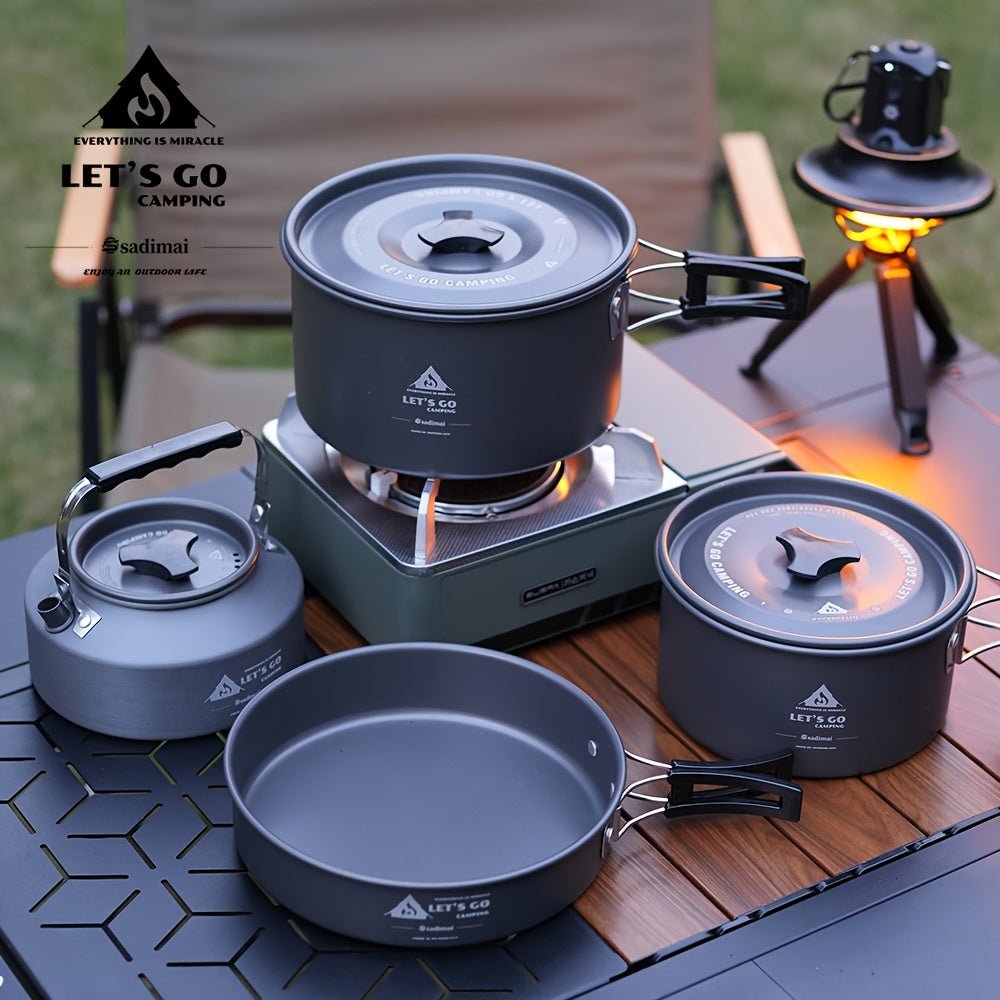 4pcs Aluminum Camping Cookware Set for Outdoor Cooking