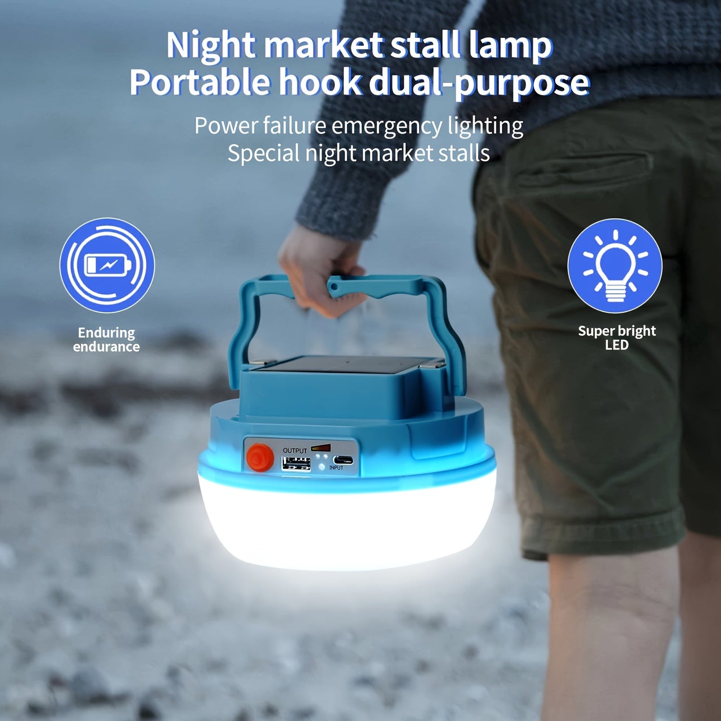 Solar LED Camping Light with Magnetic Base