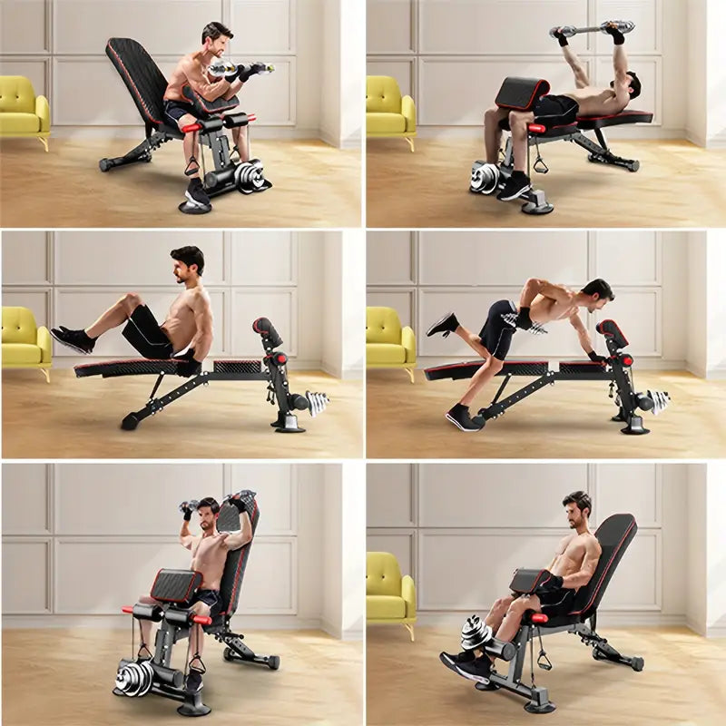 Adjustable Weight Bench for Full Body Exercise - Foldable, Multifunctional, Black&Red (1pc)