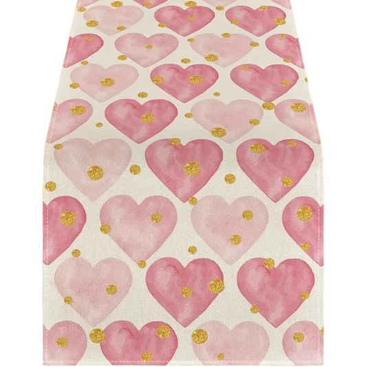 Golden Love Linen Table Runner