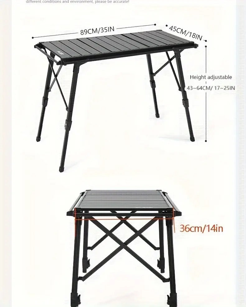 Portable Aluminum Camping Table Adjustable Height