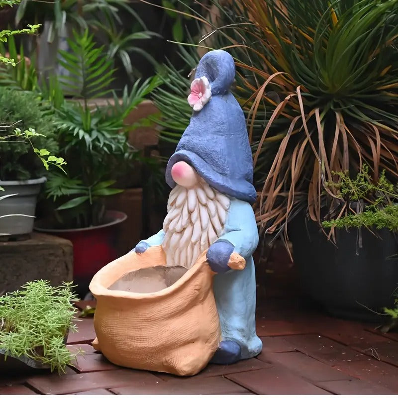 Gnome Garden Statue Planter with Drainage Hole