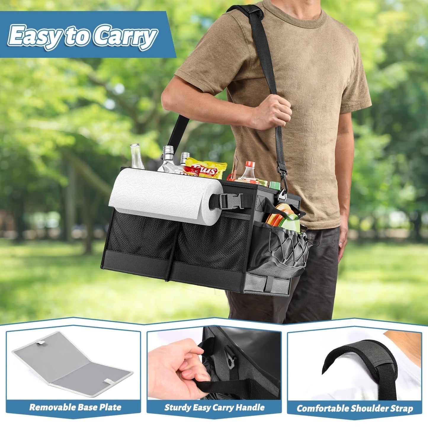 BBQ Grill Caddy with Towel Holder & Pockets