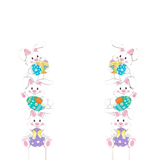 Tumbling Bunnies Yard Stakes - Set of 2 | 99.82cm