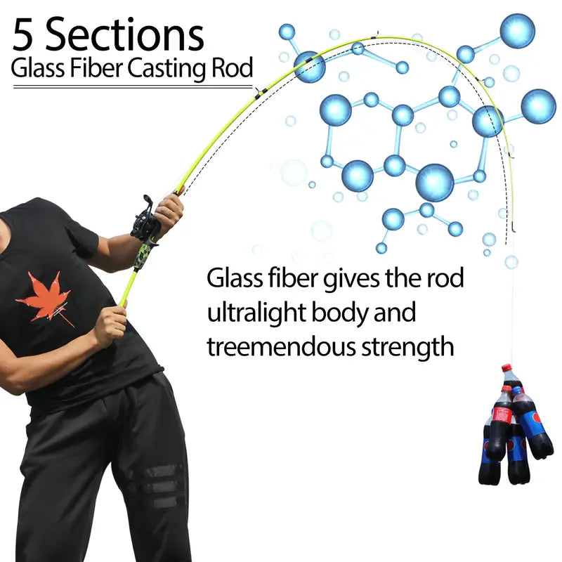 Ultralight 5-Section Travel Fishing Rod with Comfortable EVA Handle - Yellow