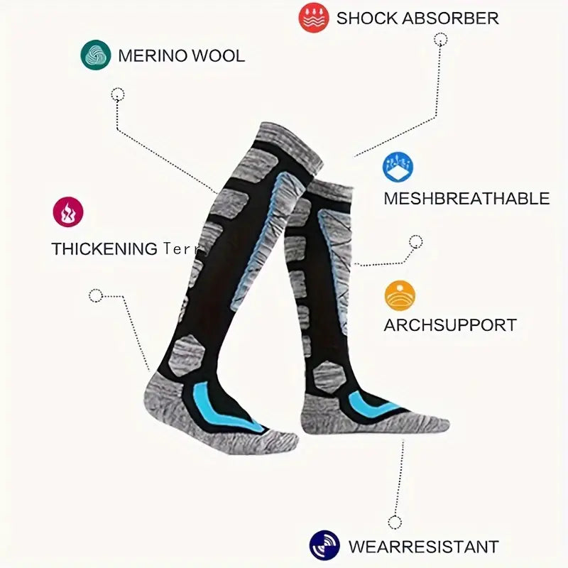 Warmth Trek: Over-the-Knee Thermal Socks - Blue, US Size 7-10