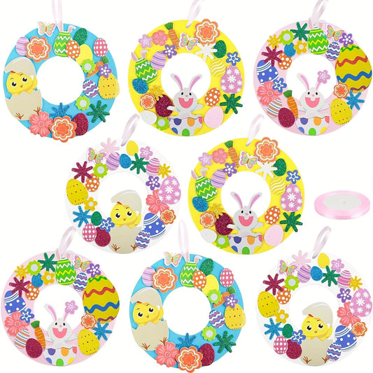8pcs DIY Easter Wreath Craft Kit Bunny Egg Set