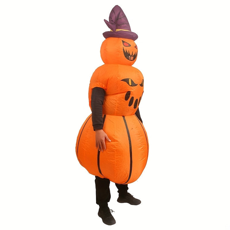 Inflatable Pumpkin Costume with Hat & Expressive Face