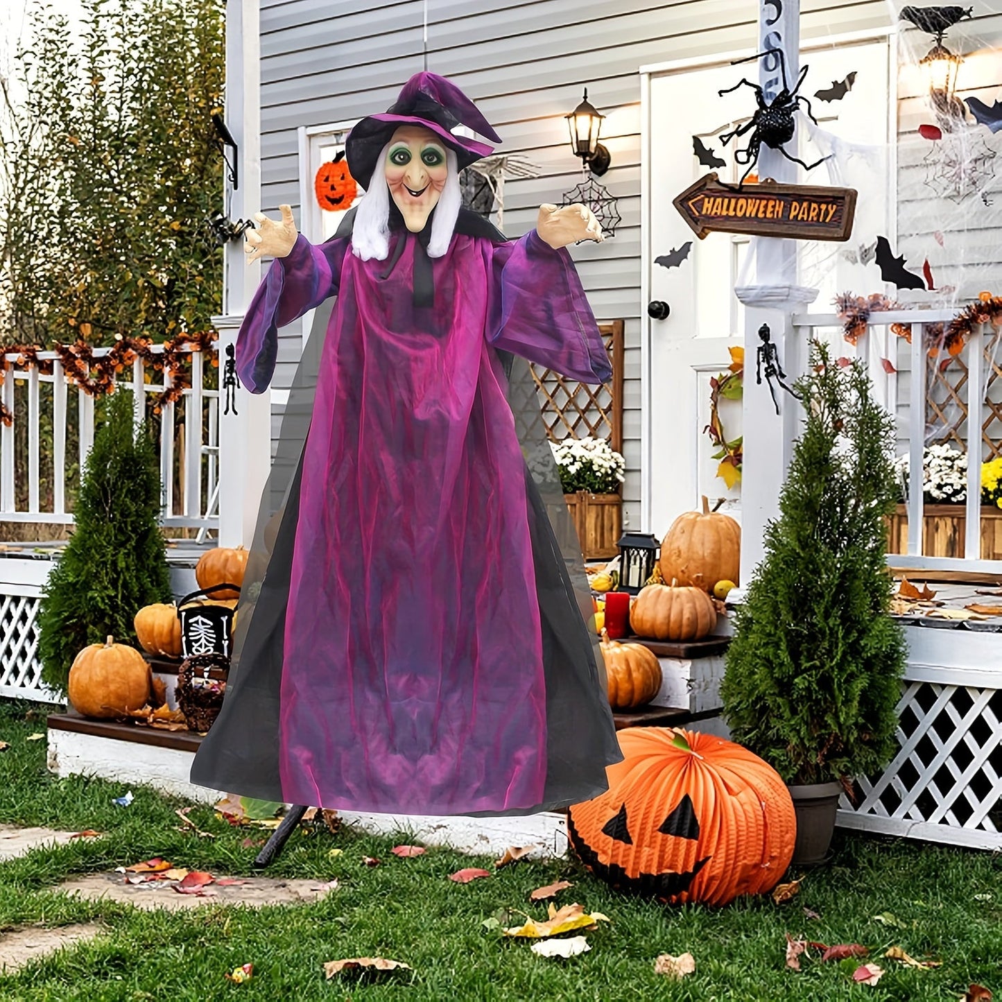 Animated Hanging Witch with Light-Up Eyes