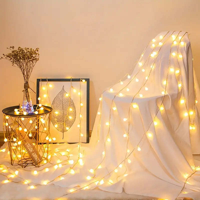 6m LED Ball Garland Fairy String Lights for Festive Decorations - Battery-Powered