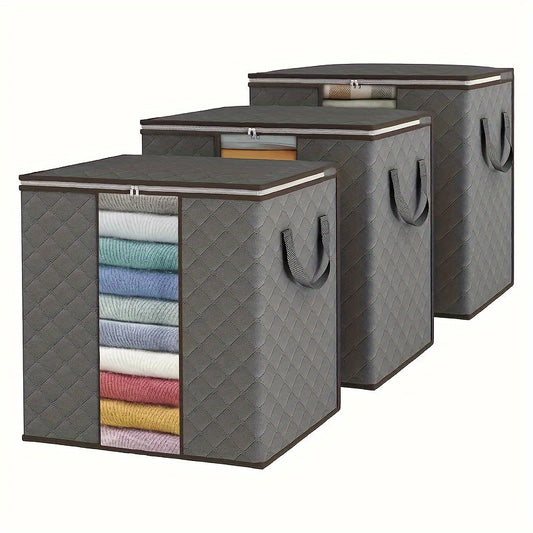 Foldable Storage Boxes with Reinforced Handles (3-Pack)