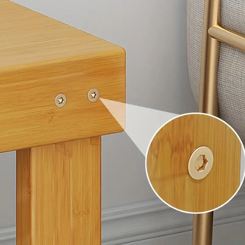 Classic Bamboo Storage Stool - Space-Saving Organizer (1pc, 20cm)