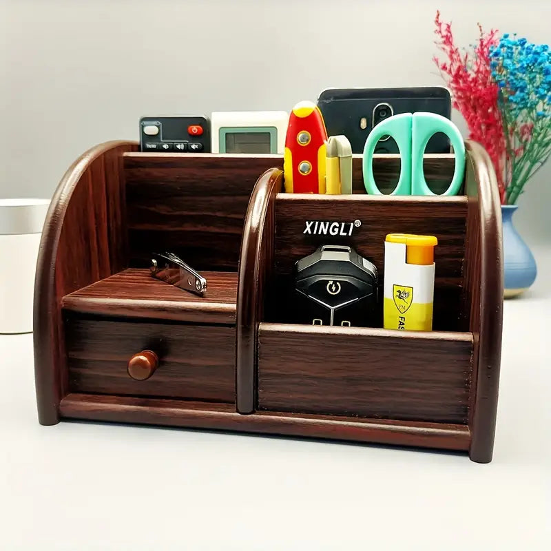 Wooden Desk File Organizer with Drawer