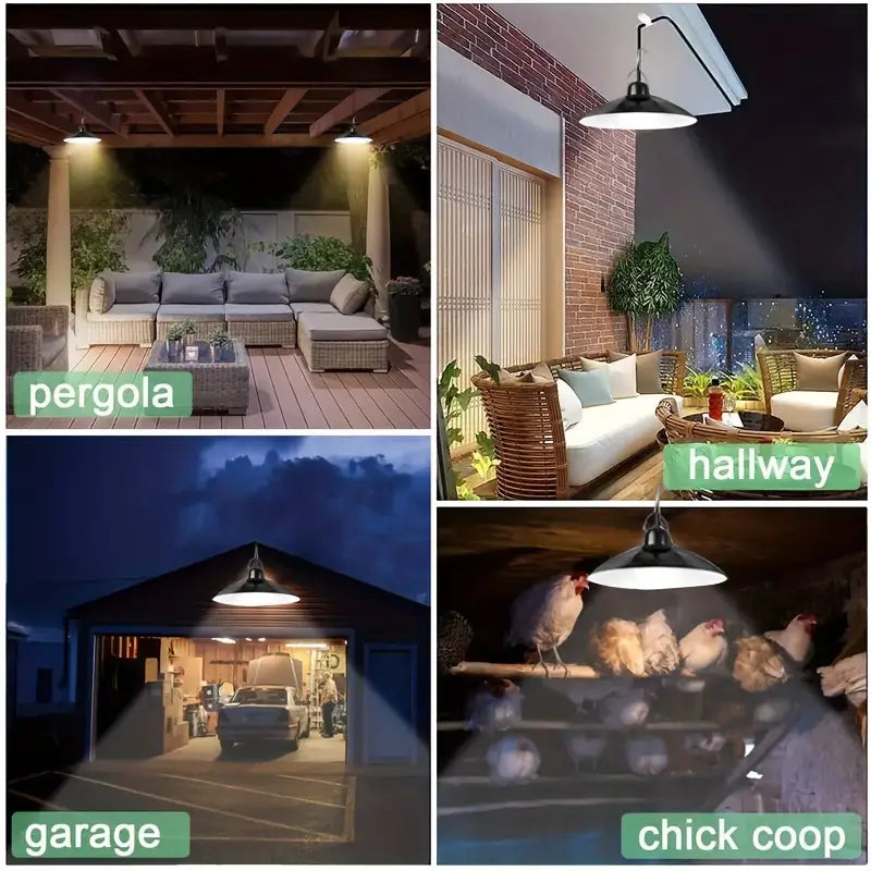 Double Head Solar Hanging Light Motion Sensor - LED Pendant Lamp with Remote Control