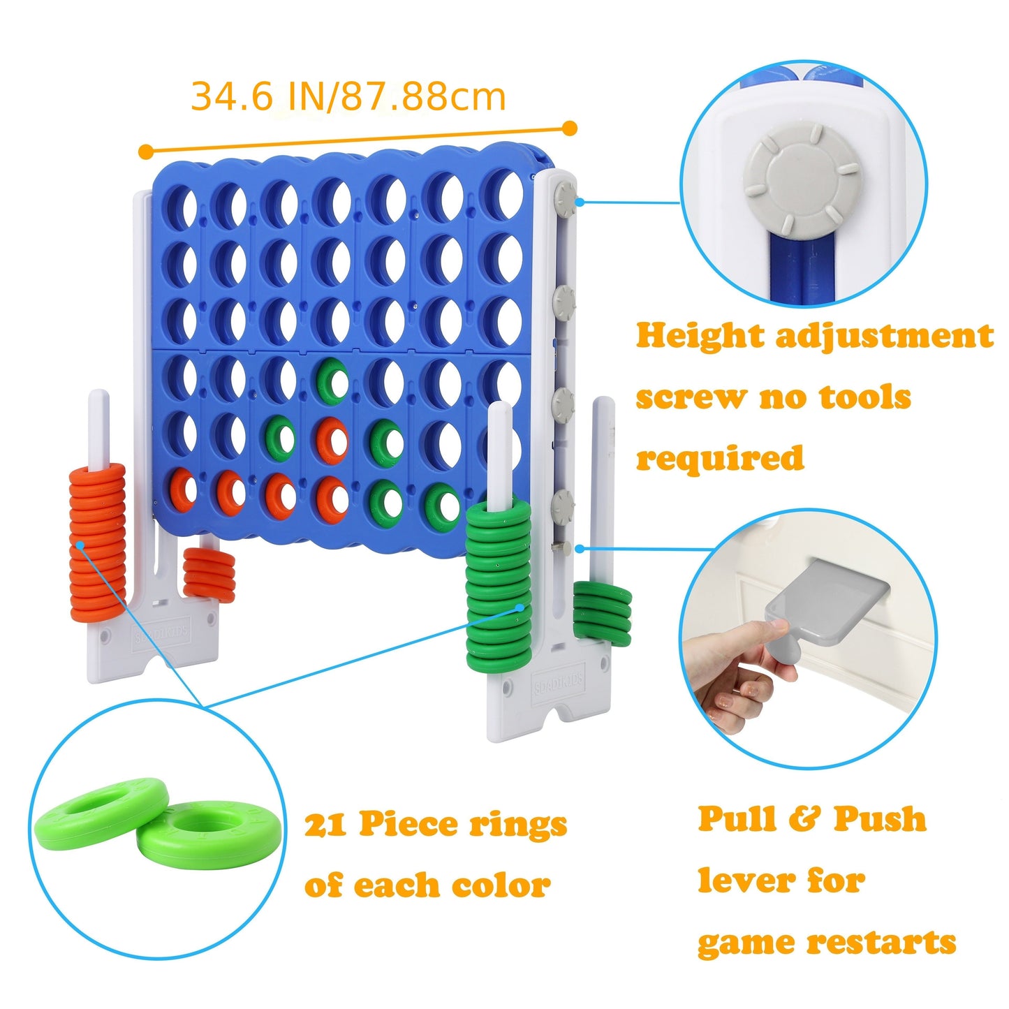 Height Adjustable Giant 4-in-A-Row Game Set