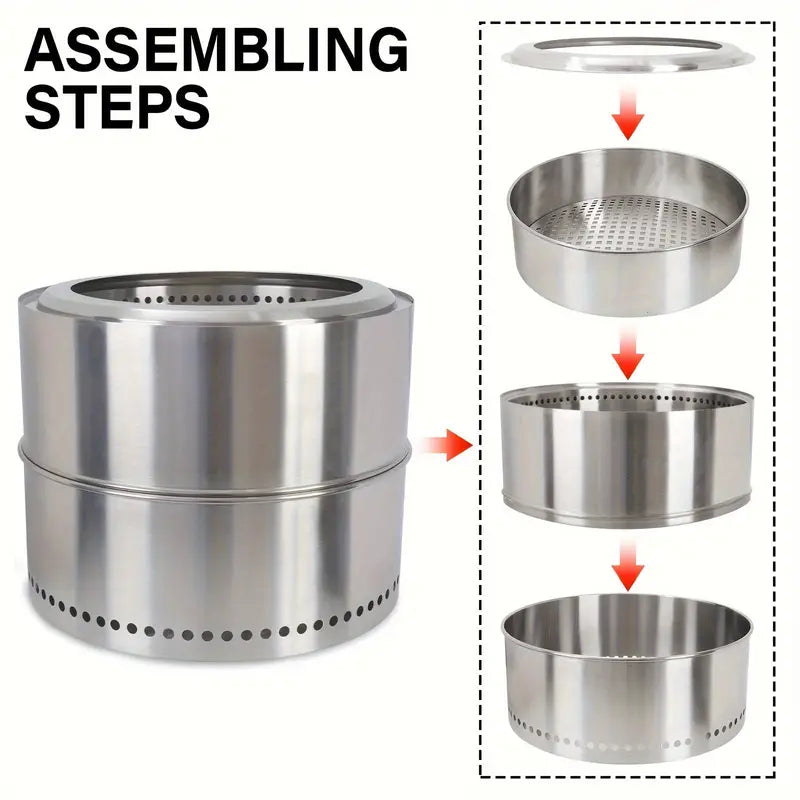 Stainless Steel Smokeless Fire Pit - Enhance Your Outdoor Ambiance