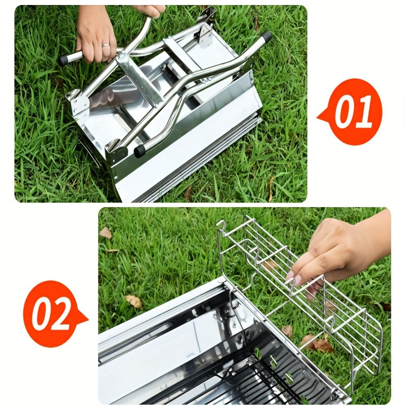 Portable Foldable Stainless Steel Grill for Outdoor Use
