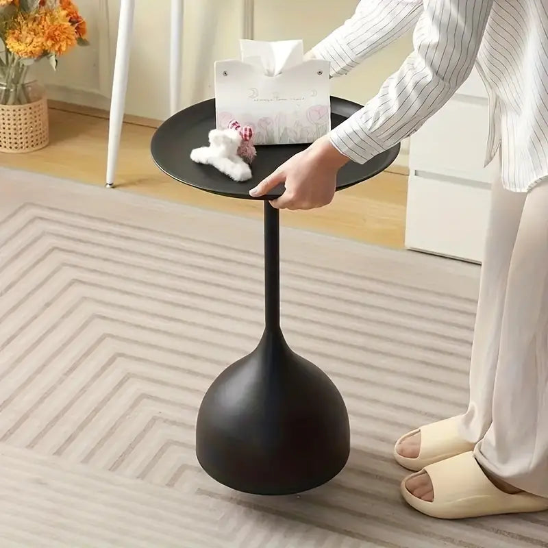 Casual Small Coffee Table for Living Room - Metal Pedestal Base