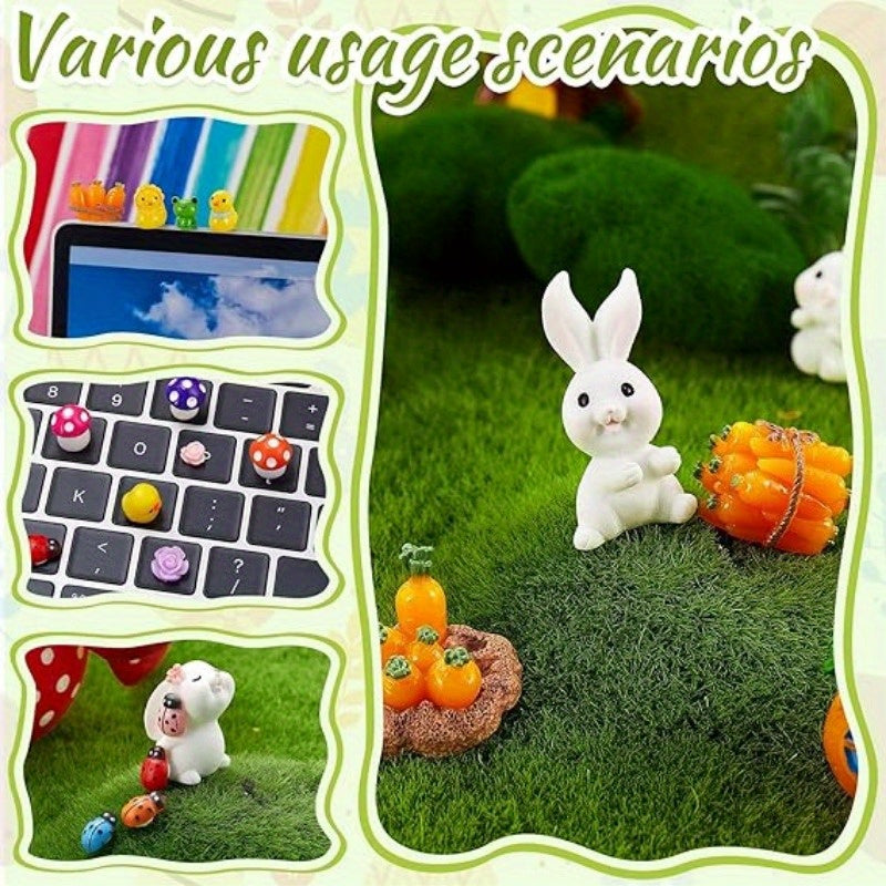 Mini Easter Bunnies, Ducks, and Carrot Ornaments (20pcs)