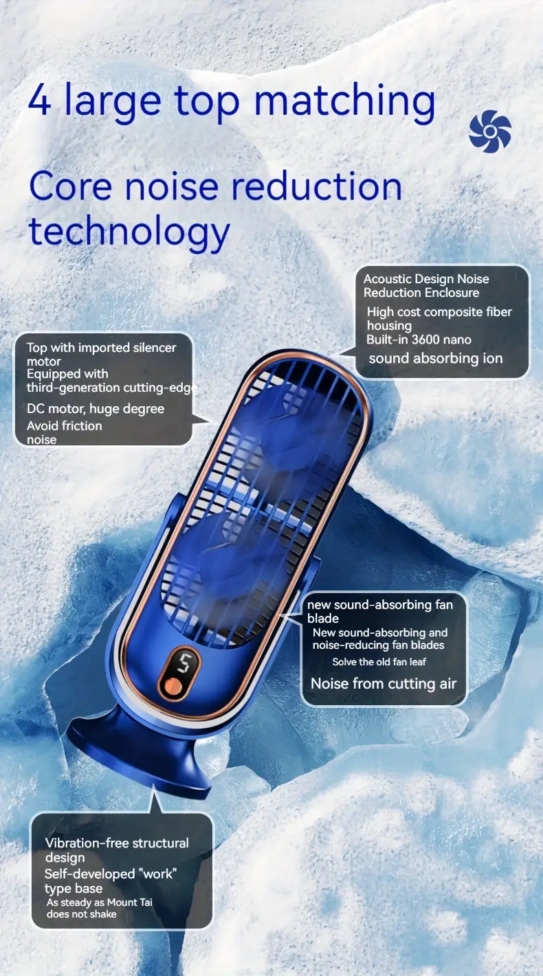 Large Battery Dual Motor Portable Fan - Blue