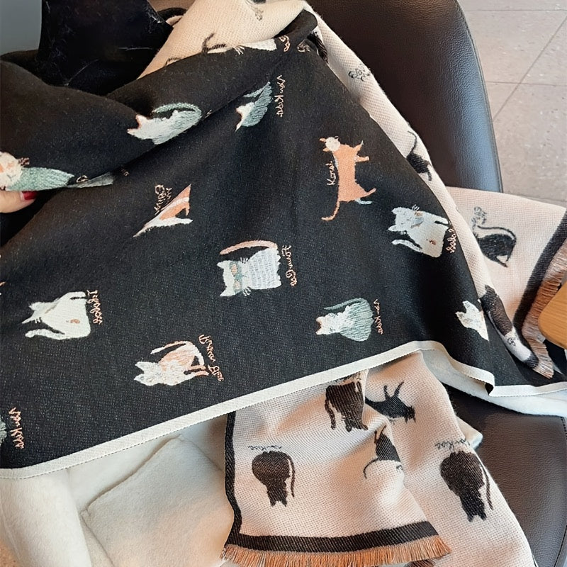 Cozy Double-Sided Cat Scarf for Winter Style