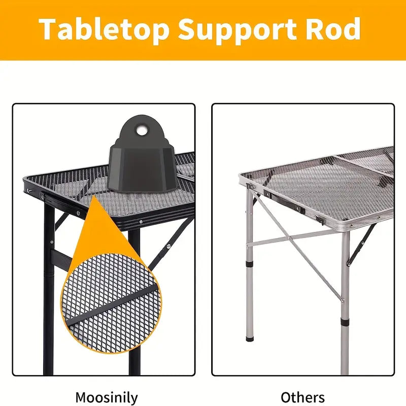 Portable Adjustable Height Folding Table with Handle