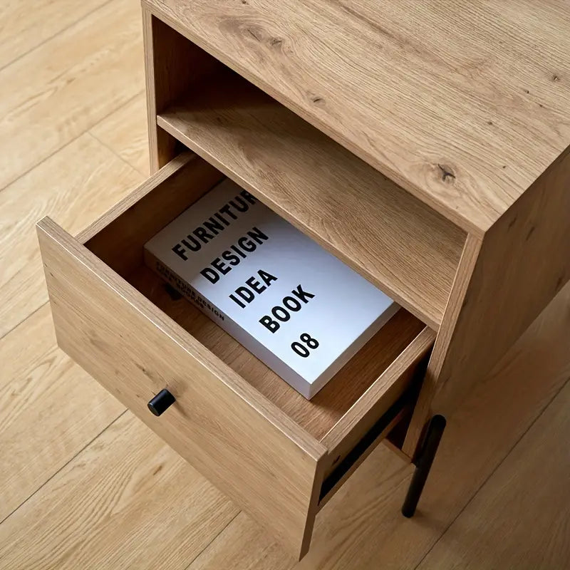 Wood Bedside Cabinet - Quiet Glide Drawers