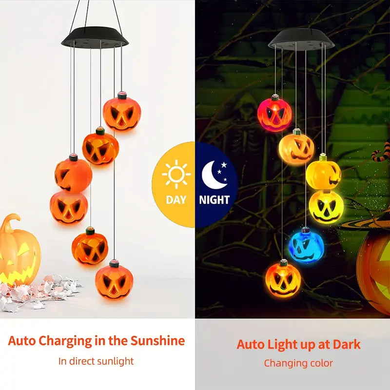 Spooky Solar Serenade: 6 Glowing Pumpkin Wind Chimes for Halloween