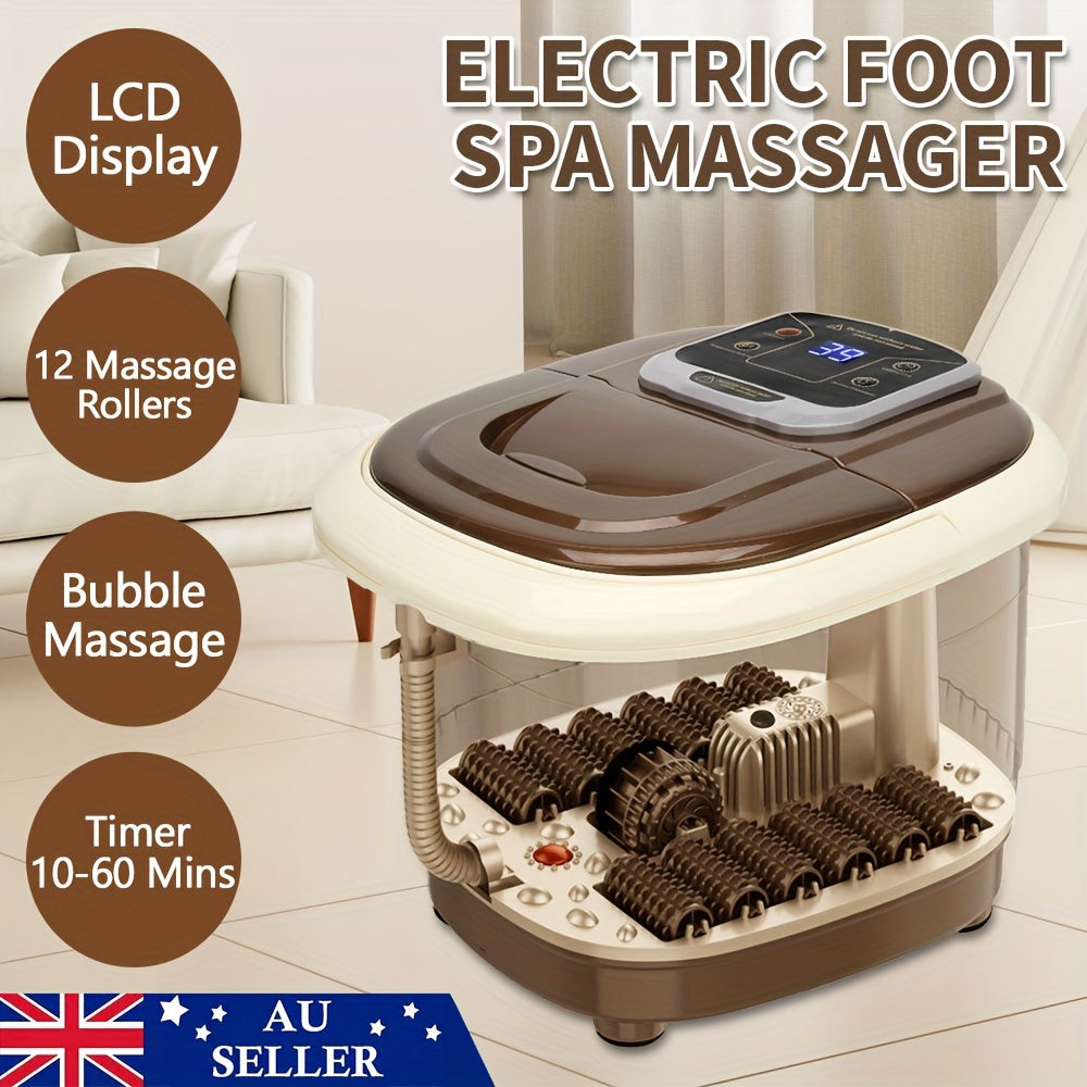 Electric Foot Spa Bath Massager with Shiatsu Rollers(Brown)