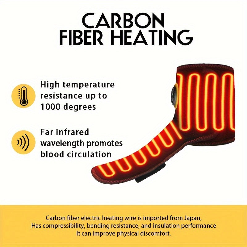 USB Heated Ankle Brace with Massage Function - Black