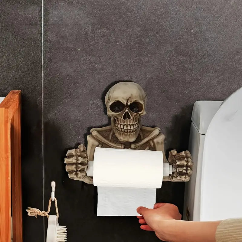 Skull Toilet Paper Holder - Retro Gothic Wall Mount