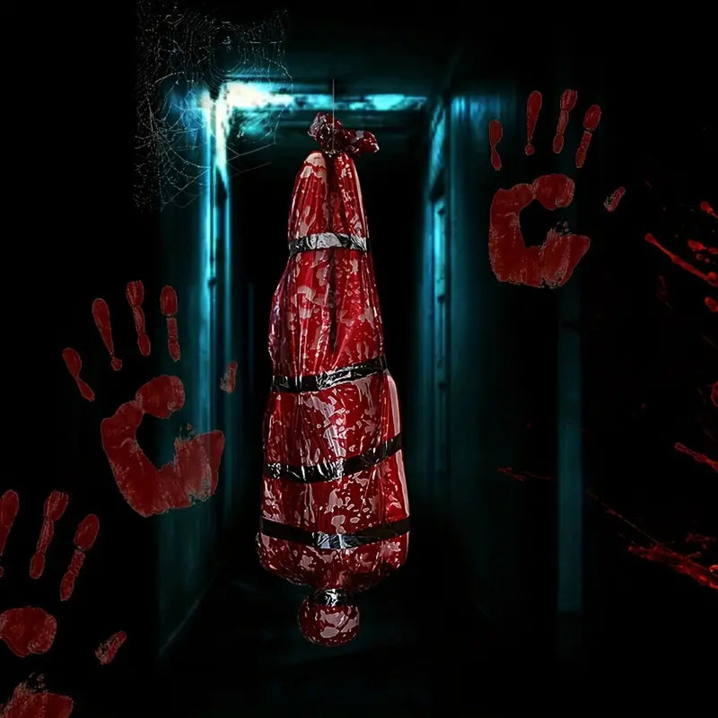 Chilling Halloween Decor: Bloody Body Bag Extravaganza