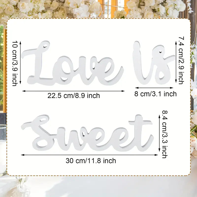 Love Is Sweet" Wooden Banner Decoration Sign - White