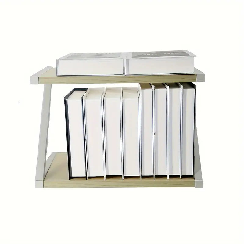 Beige Desk Study Table Storage Cabinet - Vertical Desktop Shelf & Rack