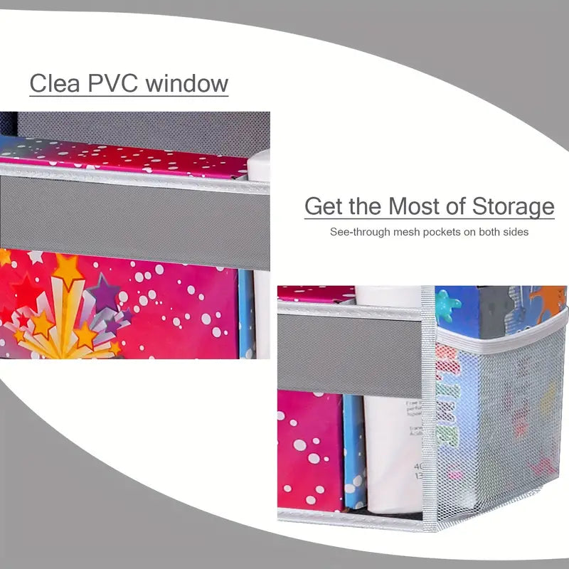 5-Shelf Over-the-Door Organizer with 10 Large Pockets - Light Gray