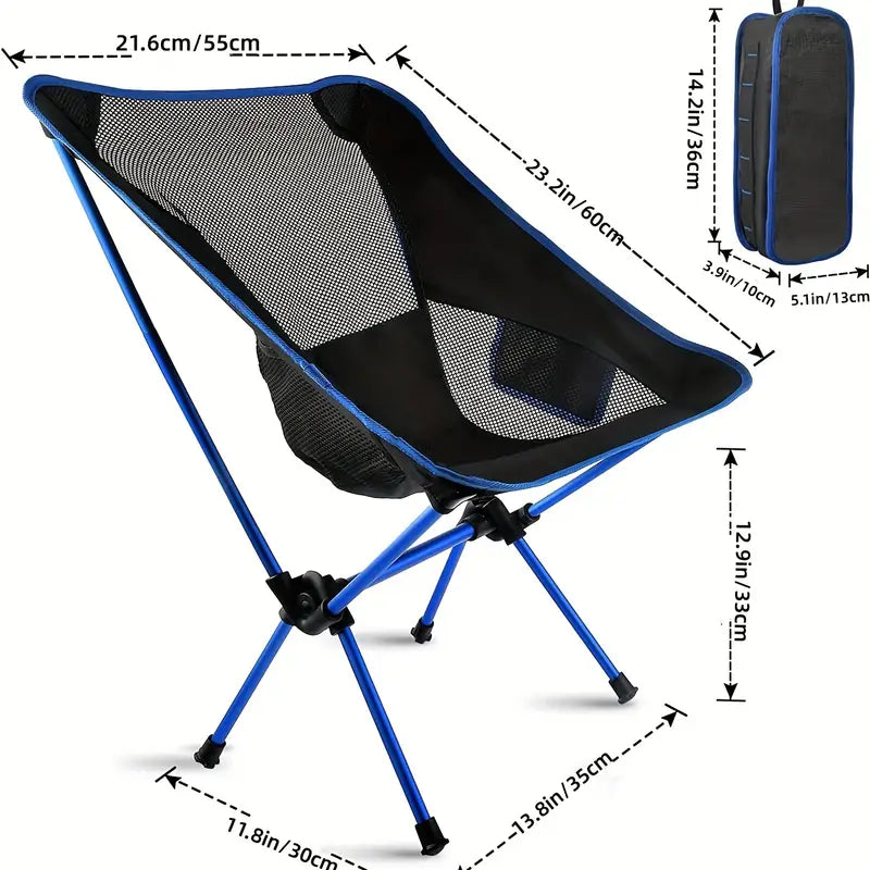 Ultralight Folding Camping Chair with Side Pocket - Sapphire