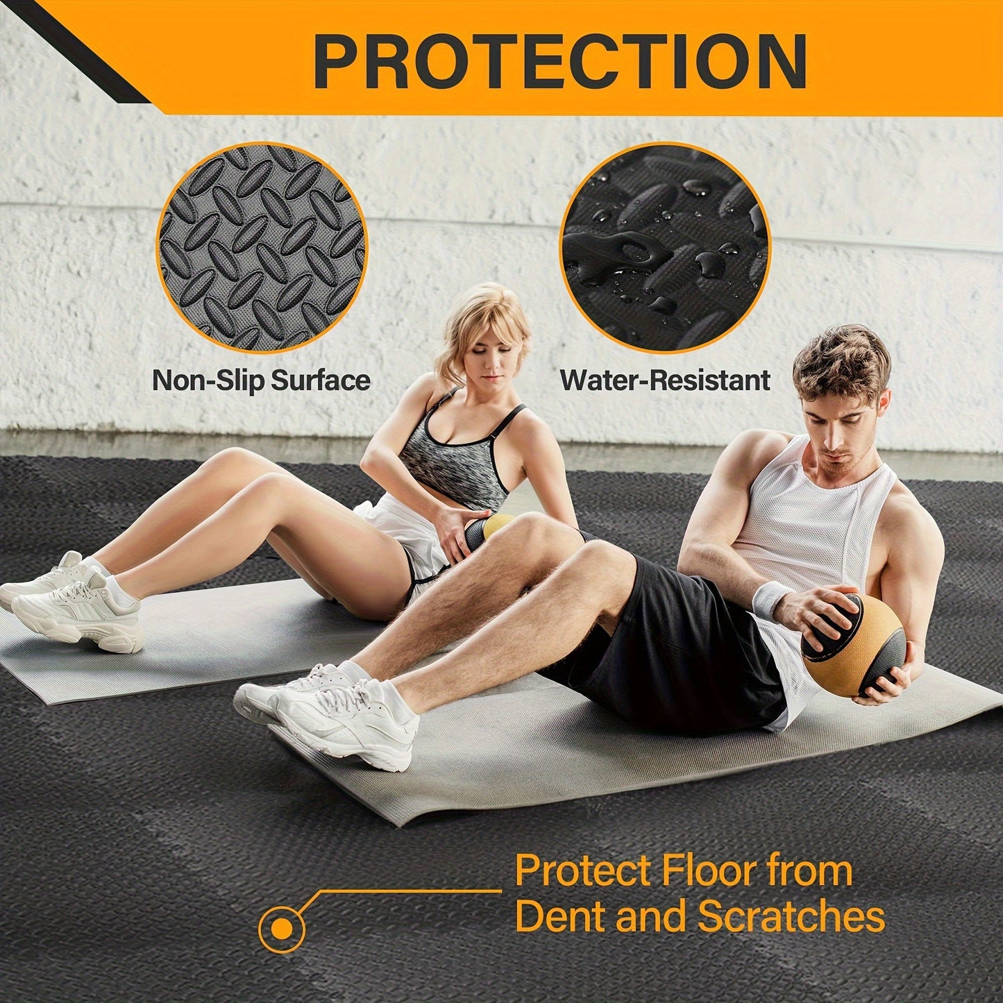 Interlocking Exercise Mat Black Set (48pcs)