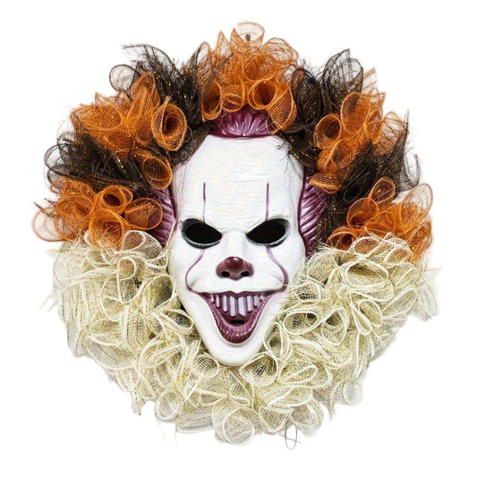 Halloween Joker Mask Wreath Horror Party Decor
