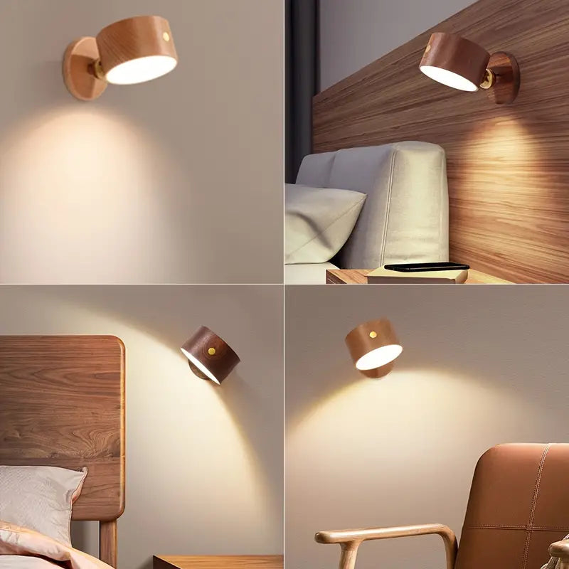 Wireless Sapele Wood Bedroom Reading Lamp in Sapele Wood color