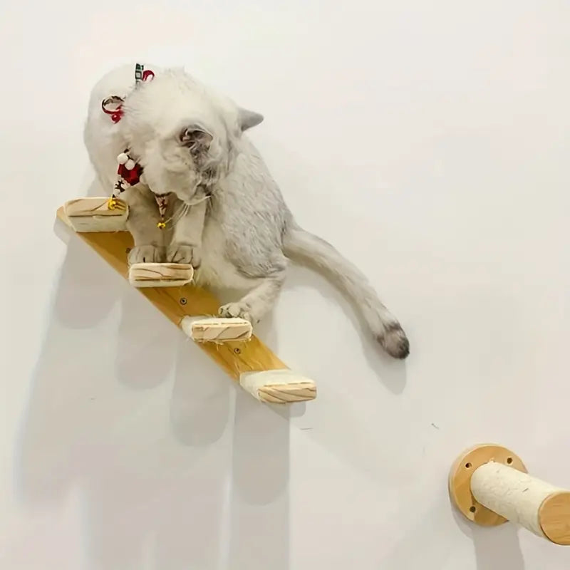 Paws & Play: Elevated Wooden Cat Climbing Shelf