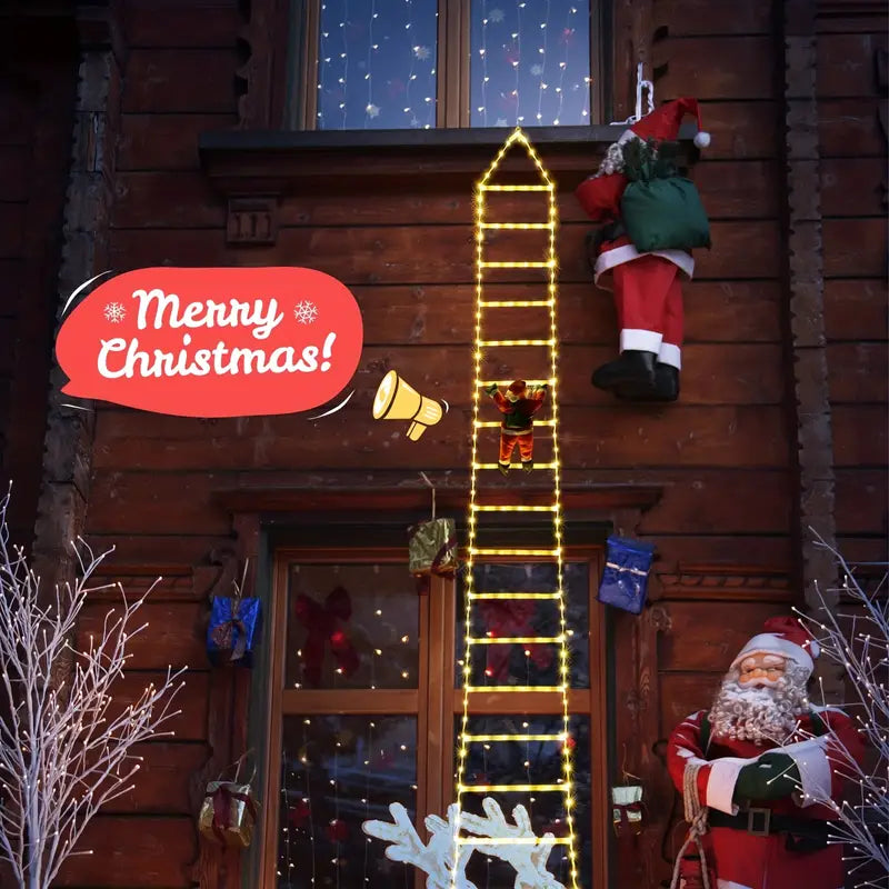 Santa's Festive Climb: Illuminated Christmas Ladder Light