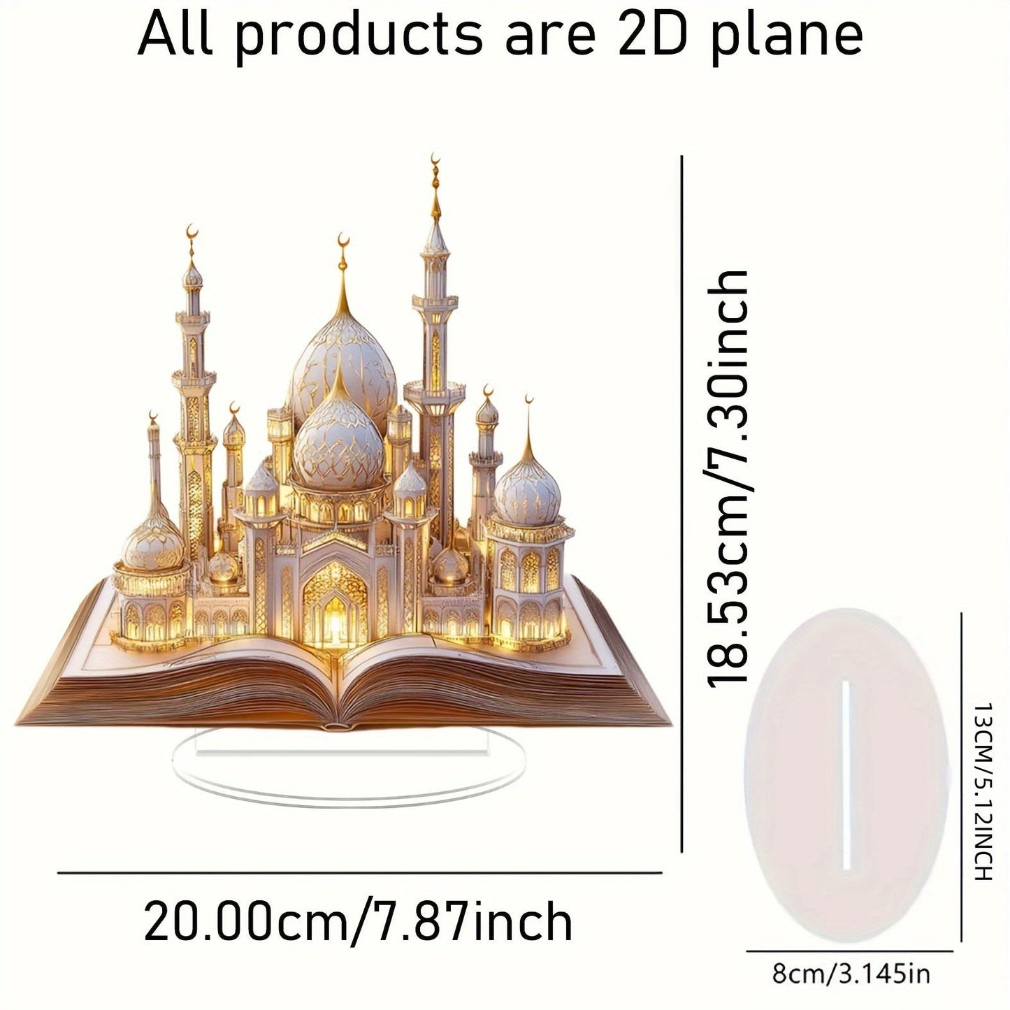 2D Flat Acrylic Mosque Desktop Tabletop Decoration