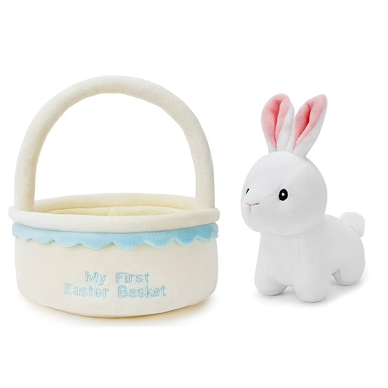 First Easter Gift Basket with Bunnies and Eggs