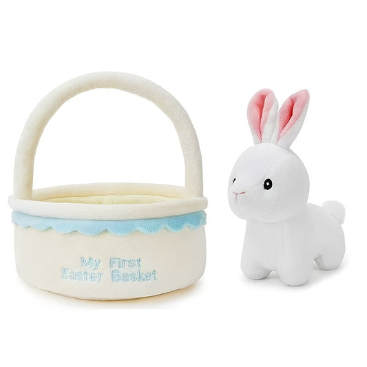 First Easter Gift Basket with Bunnies and Eggs