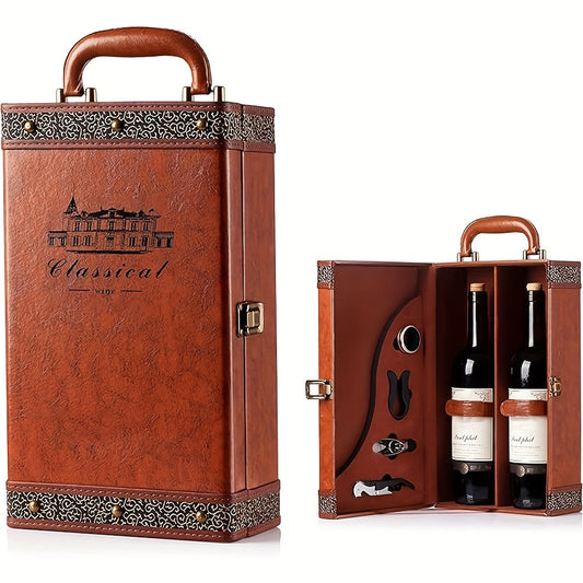 2 Bottle Wine Carrier Tote with Accessories Set